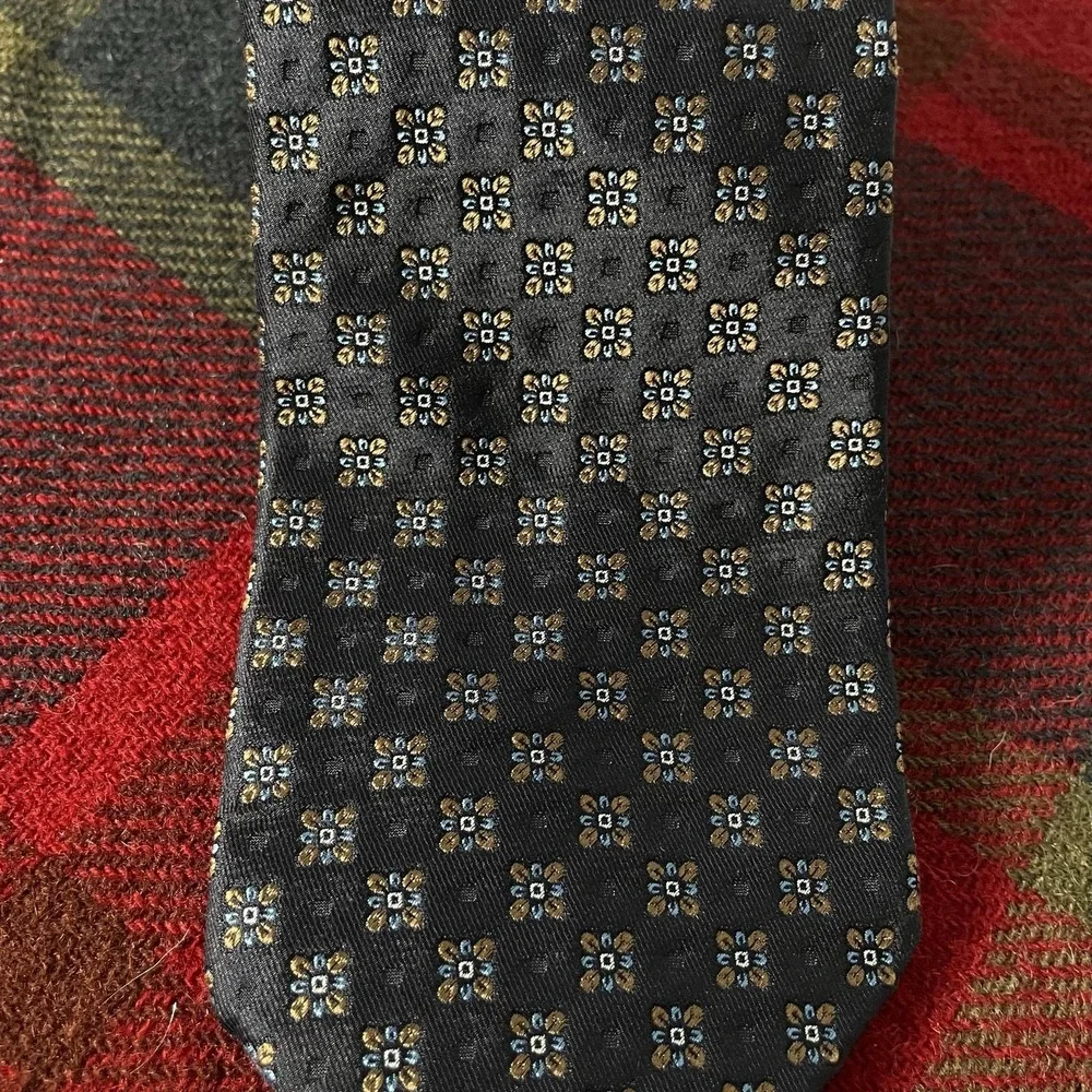 Hugo Boss Tie Mens One Size Gray Floral Silk Jacquard Necktie Made In Italy